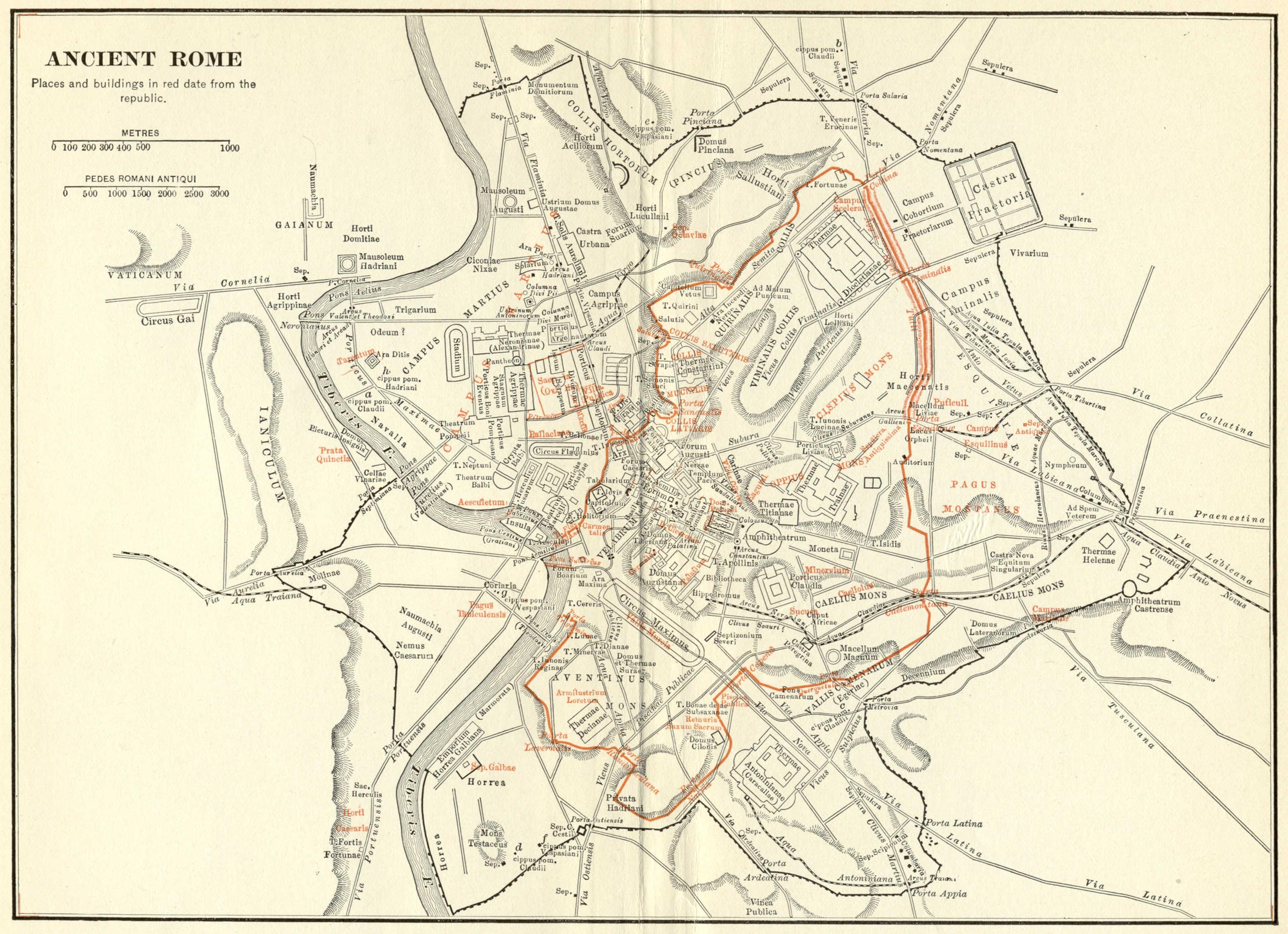 Det antika Rom street map - Karta över antikens Rom street (Lazio
