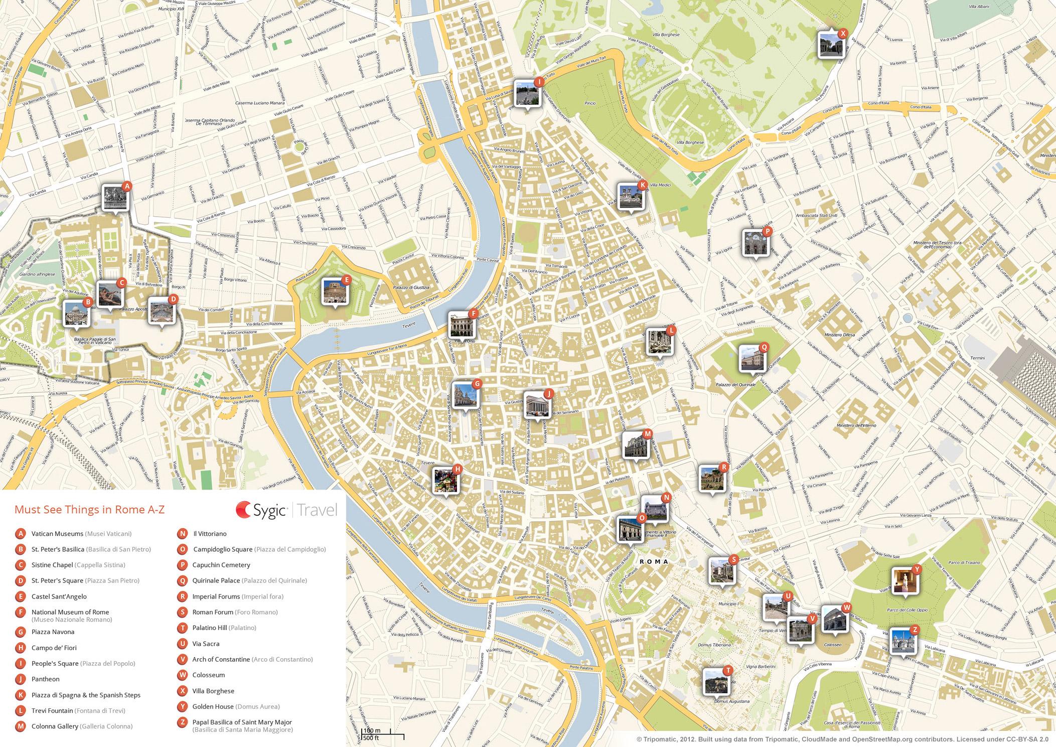 karta över sevärdheter i rom Rom sevärdheter, karta   Rom Italien karta över sevärdheter (Lazio 
