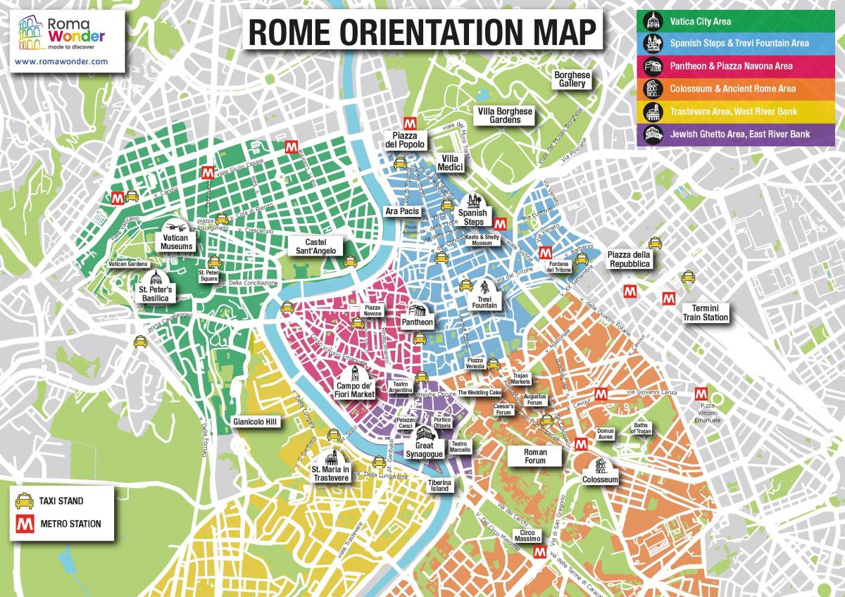 Rom sightseeing karta - Karta över Roms sevärdheter (Lazio - Italien)